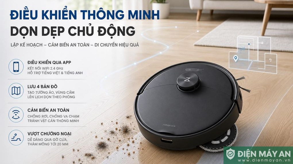 Robot hút bụi lau nhà Roborock Qrevo 2 Pro - Đen/Trắng

